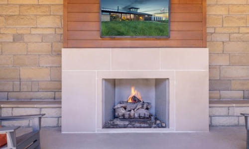 a fireplace in a room